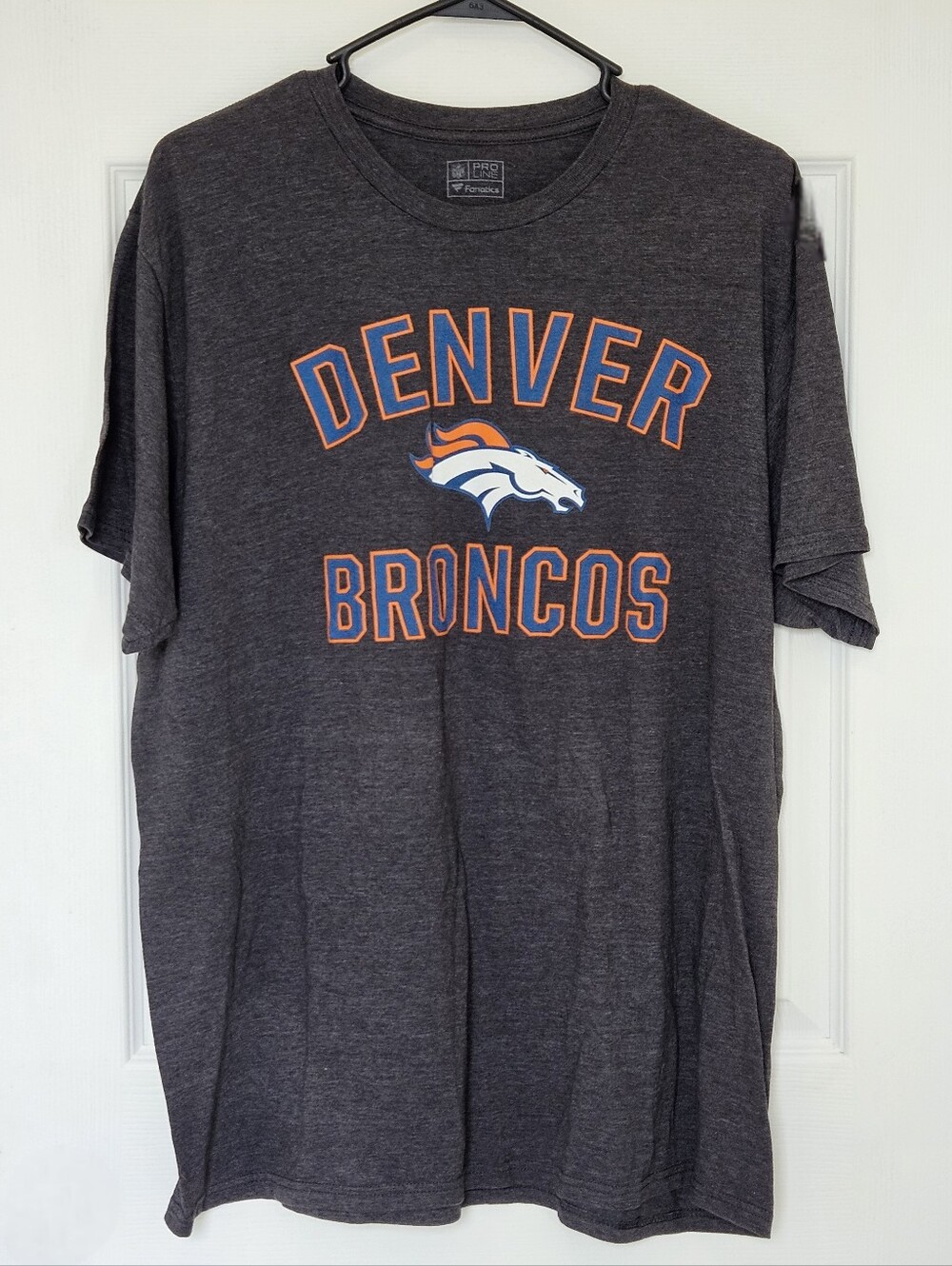 Fanatics Denver Broncos Short Sleeve Tee in Charcoal with Orange & White Logo
